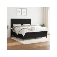 lit à sommier tapissier avec matelas noir 180x200 cm tissu