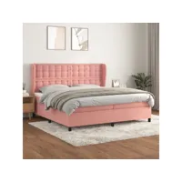 lit à sommier tapissier avec matelas rose 200x200 cm velours