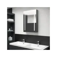 vidaxl armoire de salle de bain à miroir led gris brillant 50x13x70 cm