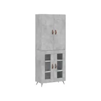 armoire multi-rangement de cuisine - buffet haut gris béton 69,5x34x180cm bois d'ingénierie fr2024
