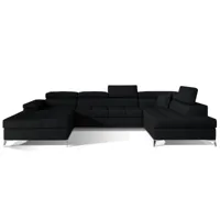 canapé panoramique velours noir coffre de rangement à droite kutty 345 cm
