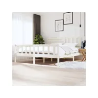 lit adulte contemporain  cadre de lit blanc bois massif 200x200 cm