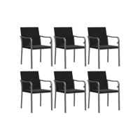chaises de jardin avec coussins lot de 6 noir 56x59x84 cm rotin