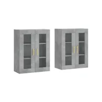 lot de 2 meubles de rangement, armoires murales gris béton bois d'ingénierie qwe46732 meuble pro