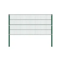clôture paravent de jardin, panneau de clôture avec poteaux fer 6,8 x 0,8 m vert oce49275 meuble pro