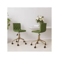 lot de 2 chaises pivotantes  chaises de salle à manger chaise de cuisine  vert clair velours meuble pro frco84134