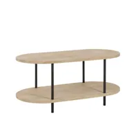 table basse en bois de manguier à double plateau et en métal - sali