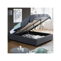 lit coffre double miami avec sommier 160 x 200 cm pvc gris