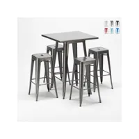 table haute + 4 tabourets métalliques conçus par tolix industrial gowanus