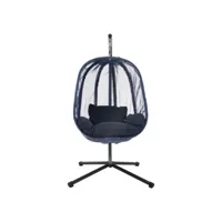 fauteuil suspendu 100x105x177 cm gris en acier avec structure et coussin d'assise ml-design