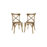 duo de chaises bois marron clair - brett - l 46 x l 42 x h 87 cm - neuf