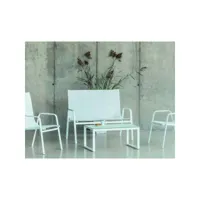 salon de jardin détente en aluminium et textilène avalon table basse plateau en hpl blanc