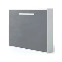 lit escamotable horizontal 80x180 molane-coffrage blanc-façade frêne 3d