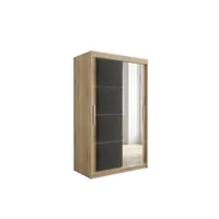 armoire de chambre tapila 2 sonoma/graphite 120 avec 2 portes coulissantes style contemporain penderie (tringle) avec étagères