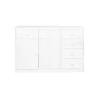 armoire multi-rangement de cuisine - buffet 6 tiroirs blanc 113x35x73cm bois de pin massif fr2024