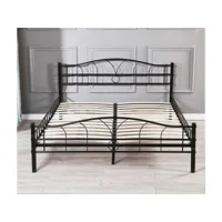 cadre de lit pour matelas 90x190 cm en metal moderne + solide sommier en metal  - adulte ou enfant couleur noir - mike epaisseur du metal  +/- 0,75 mm