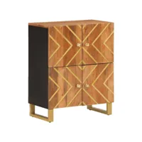 armoire multi-rangement de cuisine - armoire latérale marron et noir 60x33,5x75cm bois de manguier fr2024