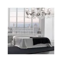 lit double en fer avec cadre de lit en fer blanc leonardo 170x202x h118 cm