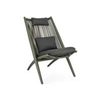 fauteuil vert aloha lounge avec coussins 66x84x98h cm