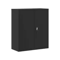 classeur, armoire de bureau noir 90x40x105 cm acier lpw6443 meuble pro