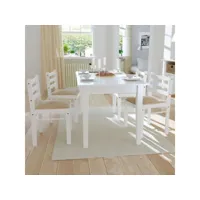 lot de 4 chaises  chaises de salle à manger chaise de cuisine  blanc hévéa solide et velours meuble pro frco64438