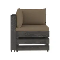 canapé d'angle sectionnel avec coussins bois imprégné de gris