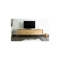 meuble tv en chêne massif 2 tiroirs 1 porte rabattable - kubico 3001