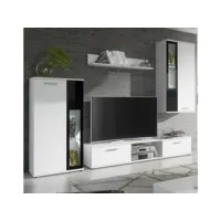 meuble mural tv atila blanc mat et verre noir (2,35m) msam301whblm