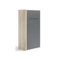 lit escamotable vertical 90x200 kibou-coffrage gris ciment-façade carbone