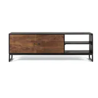 meuble tv en bois de palissandre et métal coloris marron, noir - longueur 150  x profondeur 40 x hauteur 50 cm