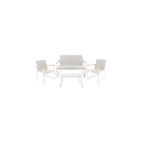 salon complet d'extérieur aluminium blanc n°1 - fridy - table basse : l 89 x l 51 x h 40 cmbanquette : l 108 cm - neuf