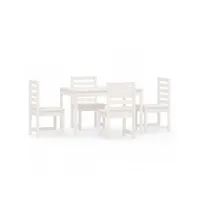 ensemble à dîner de jardin 5 pcs, salon de jardin blanc bois massif de pin pewv44272 meuble pro