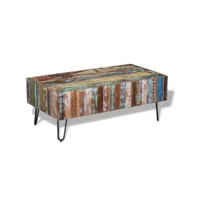 table basse table de salon  bout de canapé bois massif de récupération 100x50x38 cm meuble pro frco75740