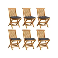 chaises de jardin avec coussins anthracite 6 pcs bois de teck