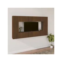8 pcs ensemble de meubles tv - armoire télévision moderne  banc tv chêne marron bois d'ingénierie -neww47907