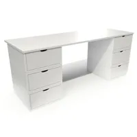 bureau long en bois 6 tiroirs cube  blanc bur6t-lb