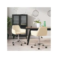 lot de 2 chaises pivotantes  chaises de salle à manger chaise de cuisine  crème velours meuble pro frco66729