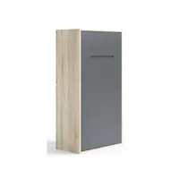 lit escamotable vertical 160x200 kibou-coffrage blanc-façade chêne brun