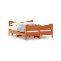 cadre de lit avec tête de lit marron 140x190 bois de pin