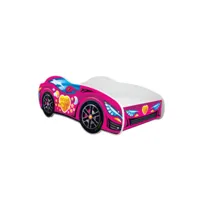 lit led + matelas - lit enfant sweet car - racing car - 140 x 70 cm