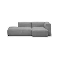 canapé d'angle à droite modulable avec méridienne 3-4 places en velours côtelé gris clair - modulo new