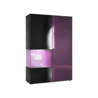 vitrine noir mat, brillant   et mûre laqué  (l-h-p) : 91,5 - 136,5 - 37 cm + led