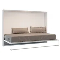 lit escamotable horizontal 90x190 optima-coffrage blanc-façade olive 3d