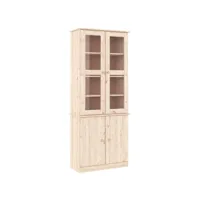 armoire multi-rangement de cuisine - vitrine en verre alta 77x35x186,5cm bois de pin massif fr2024