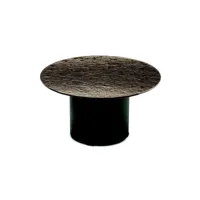 table basse ronde dixon 60 avec piètement en métal noir et plateau en verre martelé bronze