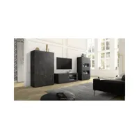 ensemble meuble tv, vitrine et argentier basic marbre gris anthracite 140 cm azura-43584