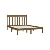 lit adulte  cadre de lit  facile à monter pour adultes, adolescents, enfants marron miel bois massif 150x200 cm très grand ves946761