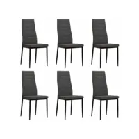 lot de 6 chaises de salle à manger cuisine design contemporain tissu gris foncé cds022444