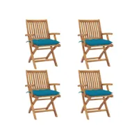 chaises pliables de jardin avec coussins 4 pcs teck solide 33