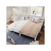 lit cabane lit de jour lit extensible pin massif avec 2ème couchage et sommier à roulettes blanc